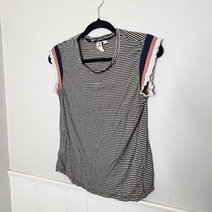 DOLAN LEFT COAST Anthropologie Stripe Ruffle Sleeve Top